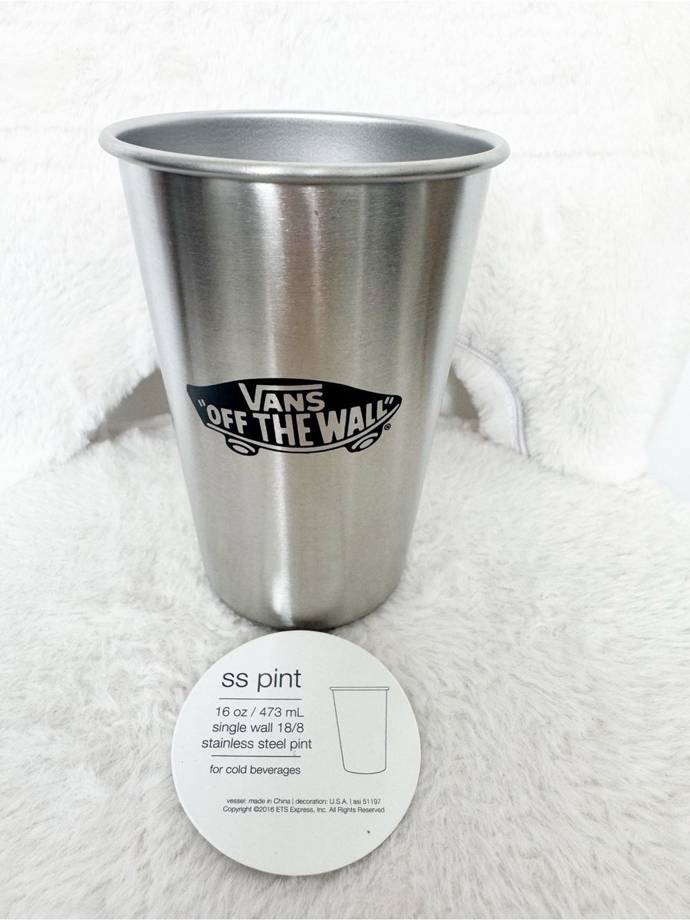 Vans Stainless Steel 'Off The Wall' Pint Cup - Silver